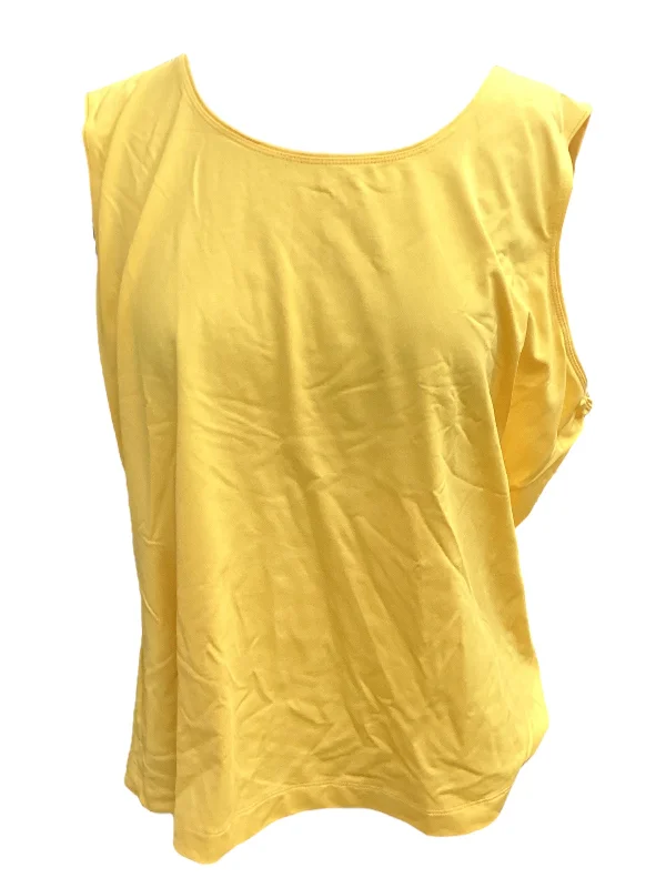 chic women's tops for everyday wearYellow Top Sleeveless Laura Ashley, Size Xl