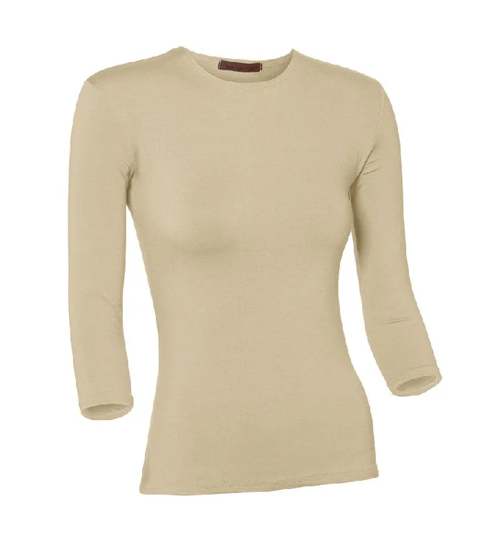 PB&J Ladies Cotton 3/4 Sleeve Shell - Beige