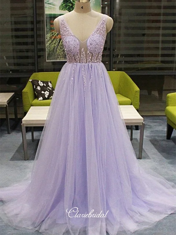 petite prom dressesElegant A-line Beaded Long Prom Dresses, Newest 2020 Prom Dresses, Prom Dresses