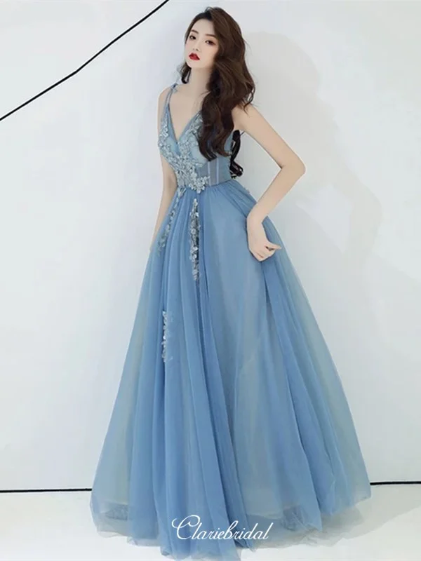 vintage prom dressesElegant A-line Fancy Long Prom Dresses, Popular Lace Newest 2020 Prom Dresses