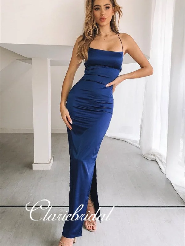 silk prom dressesLace Up Mermaid Sexy Fitted Long Prom Dresses, Prom Dresses