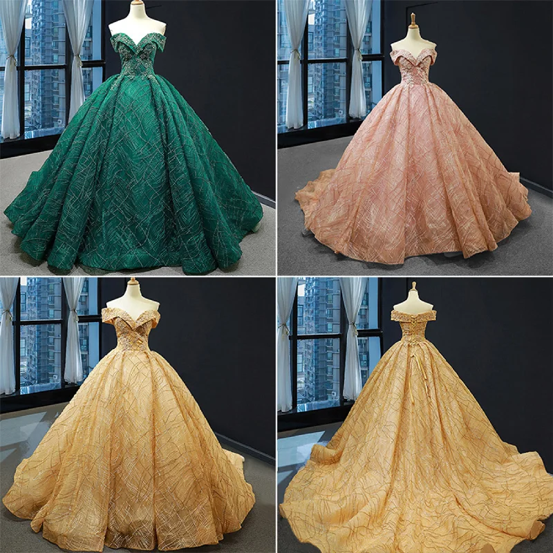 prom dresses for plus-size figuresOff The Shoulder Sweetheart Ball Gown Sparky Quinceanera Prom Dresses