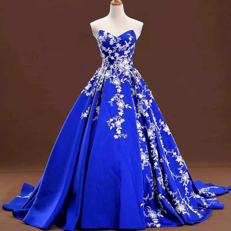 halter neck prom dressesSatin Prom Dress Ball Gown V-Neck Cathedral Train With Lace