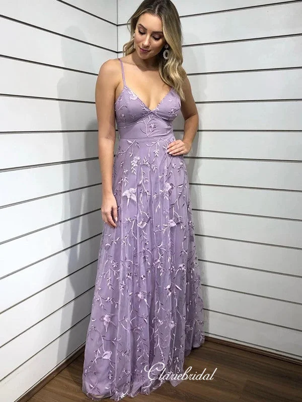 prom dresses with pocketsSpaghetti Straps Elegant Long Prom Dresses, Lace Fashion Prom Dresses 2020