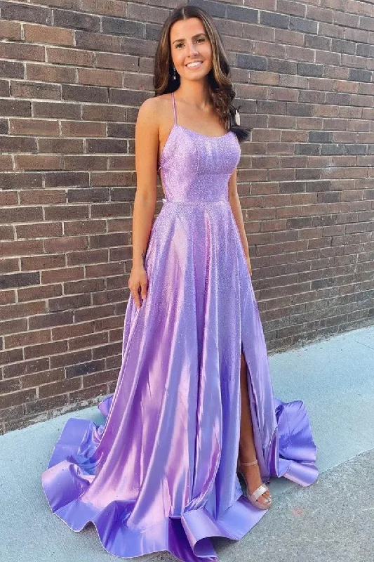 convertible prom dressesSpaghetti Straps Rhinestones Scoop Pleated Formal Prom Dress with Slit