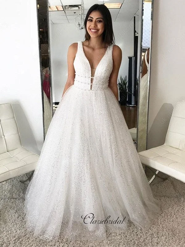 prom dress shopping tipsV-neck Glitter Long Prom Dresses, Shiny 2020 Prom Dresses, Fashion Prom Dresses