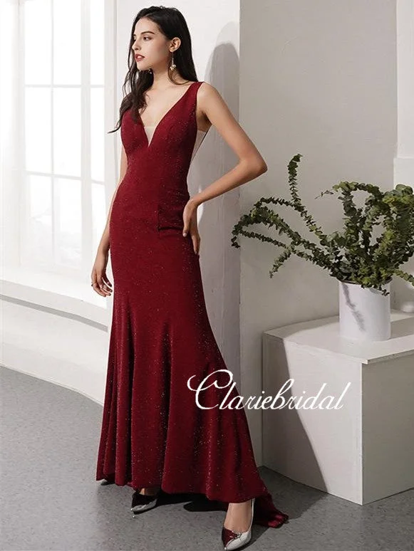 prom dresses with pocketsV-neck Long Mermaid Prom Dresses, Glitter Prom Dresses, Newest Prom Dresses, Long Prom Dresses